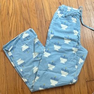 Blue Hanukkah Menorah Print Pajama Pants UNISEX—NWOT